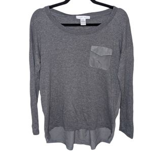 August Silk Gray Long Sleeve Top with Sheer Back Size M